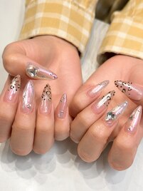 【スカルプ】ミラー×豹柄