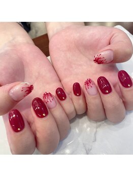 ハーティーネイル hearty nail 溝の口店/彼岸花/赤/ワンカラー/フラワー