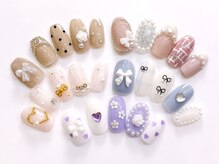 ネイルコレクション ピンク(Nail Collection Pink)/ジェル定額￥8990☆リボンネイル