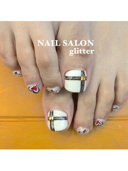 ネイルサロン グリッター(NAIL SALON glitter)/バレンタインフットネイル