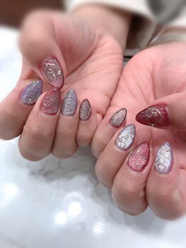 ハーティーネイル hearty nail 溝の口店/赤/パープル/マグネットネイル