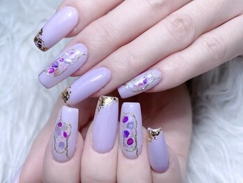 紫花ネイル