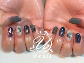 ネイビー系フィルムネイル