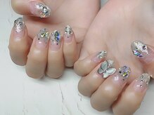 ネイルアンドアイラッシュサロン エスポアール(nail&eyelash salon espoir)/蝶々　パーツ　ラメ