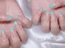 キラキラ/フレンチ/水色ネイル
