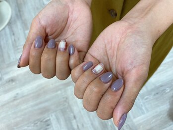 アバネイル 藤が丘(AVA NAIL)/【くすみパープル×チェック柄】