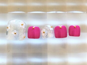 ネイルサロン あかねいろ/春夏ニュアンス ホロフラワー