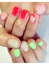 neon pink × neon green