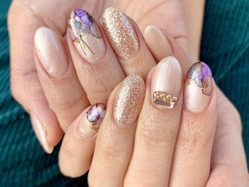 サロンドフォーエイチ(salon de 4H)/ニュアンスパープルネイル