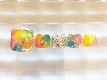 ネイルサロン あかねいろ/夏色 ニュアンス ミラーフット