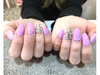 ネイルサロン マリブ(Maribu)/オーロラピンク　スワロネイル