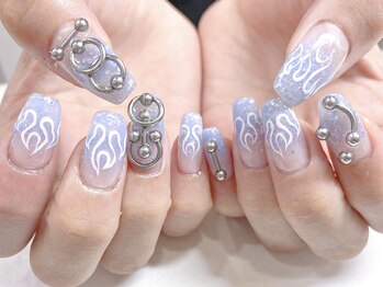 ミナミネイル(MINAMI NAIL)/ファイヤーブルー×ピアス