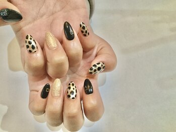 フリースタイル(Free Style)/☆ブラックレオパードネイル☆