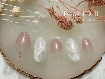 ネイルドール(Nail Doll)/ピンクグラで×ホロマーブル