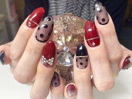 ボルドー＆ドット＆リボンで秋♪