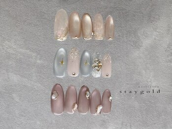 ネイルサロン ステイゴールド(STAY GOLD)の写真/上品な大人かわいいネイルで、指先をキレイに演出♪派手なネイルが出来ない方も★爪の形に合わせた施術◎