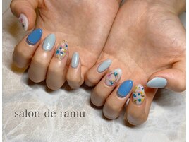 ブルー×押し花