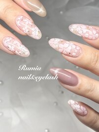 桜ネイル　手描きアート