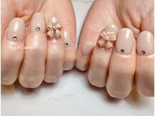 エンジェルガーデンネイル 池袋店(Angelgarden nail)/ヌーディーカラー&リボンネイル