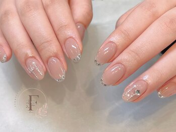 フルゥ エビス(fl EBISU.)/シンプル/ガラスフレンチネイル