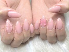 ちゅるんピンクリボンネイル