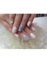 紫陽花ネイル★ホワイトパール