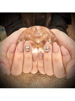 ネイルサロン マリブ(Maribu)/ヌーディーネイル　スワロ　