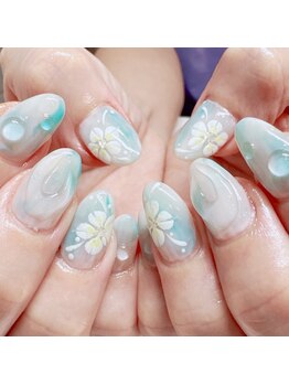 ネイルージュ 梅ヶ丘店(Nailouge)/ピーコックフラワーネイル☆