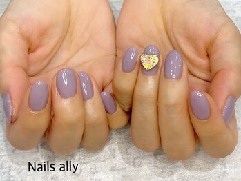 ネイルズアリー 立川店(Nails ally)/くすみカラー×シアー×ハート