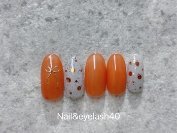 ネイル アンド アイラッシュ ヨンマルニ(Nail&eyelash 402)/トレンド秋オレンジネイル