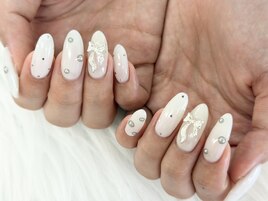 【森】シルバーリボン ネイル