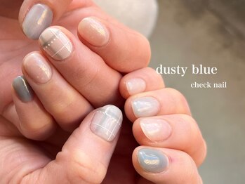 アントレッド(entraide)/ダスティーブルーチェックネイル