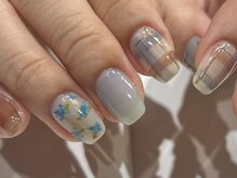 ラクエ(Laque)/チェックネイル 手書きお花