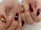 【山崎】べっ甲×お花ネイル