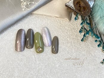 ウィズ 神戸(with)/シンプルネイル　グレーカーキ