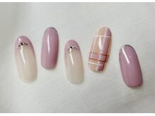 ピンク×チェックネイル