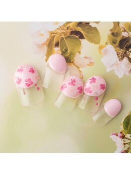 ラ カゼッタ(La casetta)/桜押し花フレンチネイル