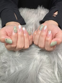 トータルビューティー パッション 茨木(Total Beauty Passion)/オリーブラメ×白ラメグラデ