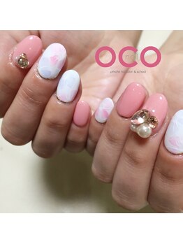 オコネイル ネイルサロンアンドスクール(OCO nail)/matte flower × 3D swarovski