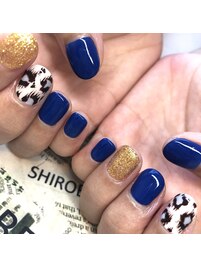 ネイビー×レオパード柄