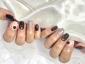 ネイルネージュ 錦糸町(Nail Neige)/持ち込み（チェック/フラワー)