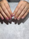 お花ネイル×フラッシュネイル