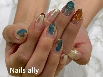 ネイルズアリー 立川店(Nails ally)/ニュアンス×ミラー