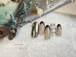 チェックネイル　ミラーデザイン