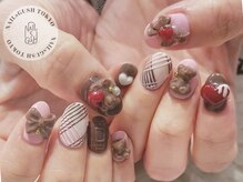 ネイルズガッシュ 溝の口店(NAILs GUSH)/チョコネイル/バレンタイン/くま