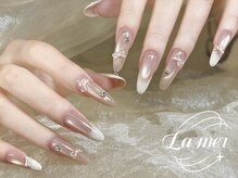 ラメール(La mer)/リボンフレンチ可愛いネイル