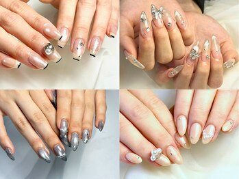 パダアット ヴァラネイル 天神南店(PADA at VALLANAIL)の写真/【天神南駅2分】韓国人気ジェルネイル♪大きめパーツやビジューが豊富☆上品で華やかなトレンドデザイン