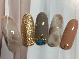 大理石風×夏ネイル