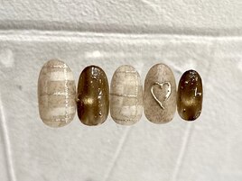 【定額】マットチェック柄ネイル