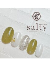 ネイルアンドアイラッシュサロン ソルティ 寺田町(salty)/ピスタチオカラーネイル